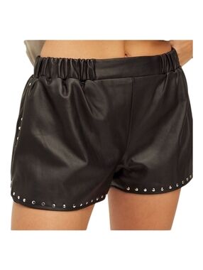 Brenda Knight For Free People 100% Lambskin Leather Studded Shorts Size M
